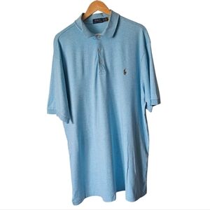 Polo Ralph Lauren Men's Cotton Golf Tall Pony Logo Polo Shirt, Aquamarine, 2XLT